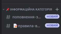 Структура каналів Discord сервера